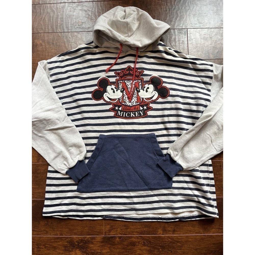 Vintage MIckey Mouse Class Act Striped Hooded Sweatshirt READ BELOW